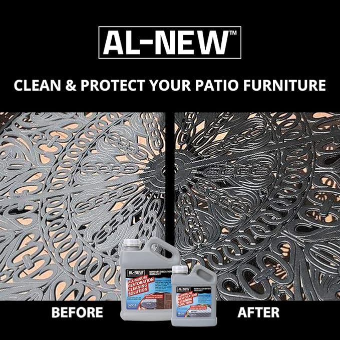 AL-NEW Aluminum Restoration Cleaning Solution | Clean & Restore Patio Furniture, Stainless Steel, and Other Household Metal Surfaces (32 Ounce Kit)