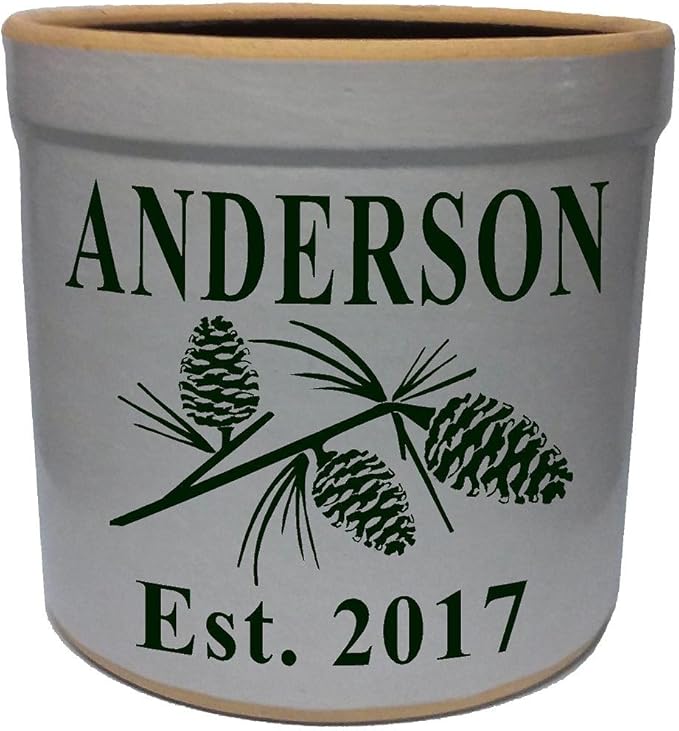 1 Gallon Personalized Stoneware Crock - Pinecone