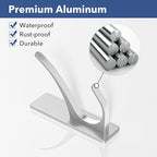 pickpiff Silver Self Adhesive Coat Hooks for Hanging: 13LB Extra Strong Stainless Wall Hook for Towel, Utensil, Backpack, Hat, Sturdy Metal Hanger for Bathroom, Kitchen, Door, 4-Pack