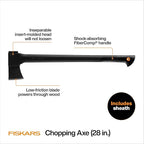 Fiskars 28" Chopping Axe, Ultra-Sharp Blade for Kindling with Ease, Weight Balanced, Garden and Outdoor Gear, 3.5 pounds, Black
