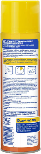Zep Heavy-Duty Foaming Citrus Degreaser & Cleaner - 18 oz. (Case of 6) - ZUHFD186 - Pro-Trusted Citrus Formula Cuts Through Grease & Grime with Ease