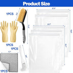 Palksky Oven Rack Cleaning Bags Kit, Reusable Soaking Bags with Brushes, Gloves & Cloth, No Mess Cleaning for Oven Racks, Grill Grates & BBQ Racks, No Cleaner Included, 9 Packs