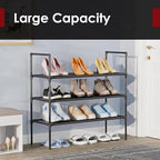 Sakugi Shoe Rack with Non-Woven Fabric - 3-Tier Shoe Organizer for Closet, Garage, Corridor & Entryway, Sturdy and Stackable, X-Large, Black