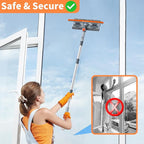6.4FT Extendable 2-in-1 Window Washing Kit with Long Handle, 180° Rotatable Head & No-Drill Storage Holder, Streak-Free Window Squeegee for High Windows, Glass, Shower, and Car Windshield Cleaning