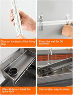 kitchen utensil hanger, wall mounted rail with hooks, waterproof hooks for utensils, easy installation without drilling (31.5 inches, Count, 3)
