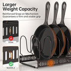 MUDEELA Pots and Pans Organizer Rack for under Cabinet, Expandable Pot Lid Kitchen Cabinet Organizer Holder with 10 Adjustable Compartment Cutting Board Organizer for Pan Lid Cookie Sheet Rack, Bronze