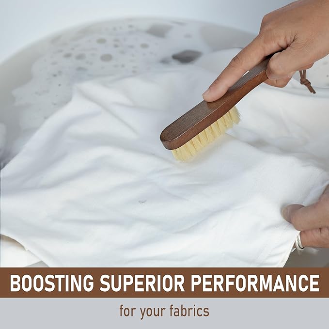 Takavu White Boar Bristle Laundry Stain Brush Set (2 Pack) - Small Spot Cleaner Scrubber for Clothes, Fabric Pre-Wash Treatment, Delicate Garment Care