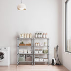 M MZG 1000 lbs 4 Tier Shelf Metal Storage Shelves Wire Rack Closet Organizers for Garage Kitchen Bathroom Laundry Chrome 11.8" D x 25.6" W x 45.5" H
