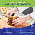 CARE PLUS Vinyl Gloves Clear Small Size 200 Count | Heavy Duty, Non-Sterile, Powder-Free, Latex-Free Rubber | Food Prep, Kitchen & Cleaning Gloves, Ideal for Professional Use