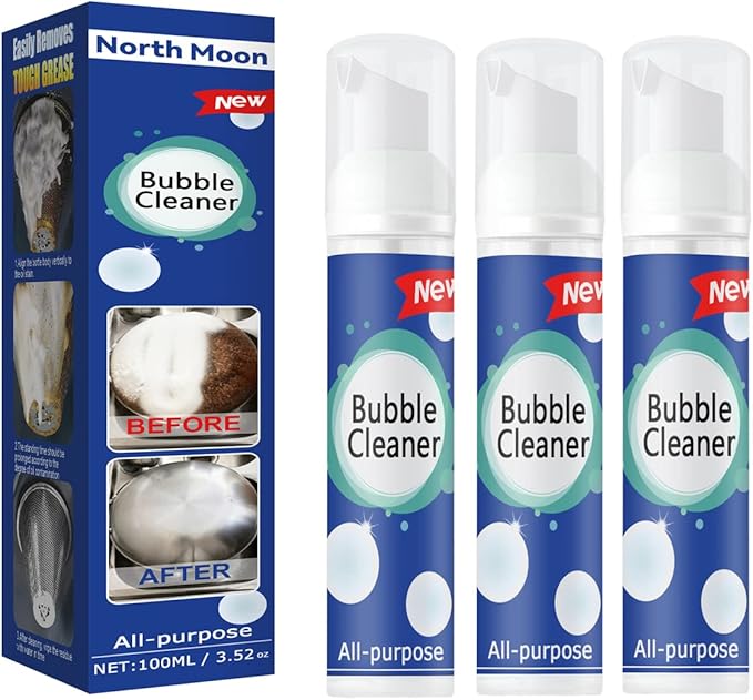 Bubble Cleaner Foaming Heavy Oil Stain Cleaner, All Purpose Bubble Cleaner Kitchen Deep Cleaning Spray, All-purpose Rinse-free Cleaning Spray, Stubborn Grease & Grime Remover 100ML/1P(3P)