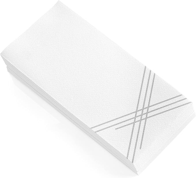 100 Pack Linen Feel Guest Paper Hand Towels | Disposable Super Absorbent Airlaid Paper Towels For Bathroom, Party, Weddings, Or Events | 12 x 17 Inches 1/6 Folded Decorative Design