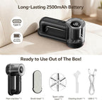 Rechargeable Fabric Shaver, 2-in-1 Lint Remover for Clothing, Furniture, Sweater with 6-Blade, 200ml Container, LED Display, 2000mAh USB-C, 3-Speed Lint Shaver Eliminates Fuzz & Pilling