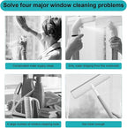 Zerodis Window Squeegee Cleaner with Spray, Mirror Scrub Pad Compact Glass Mop for Indoor Outdoor Bathroom Kitchen