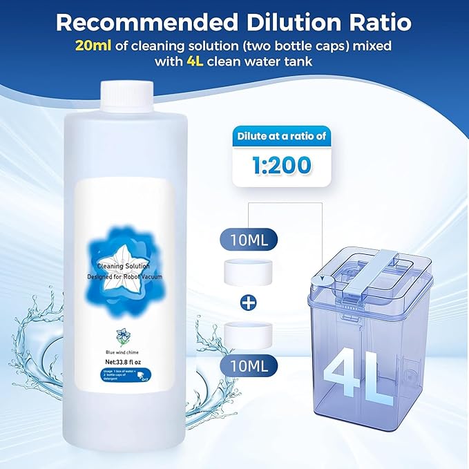 1L Floor Cleaner,Compatible with ECOVACS DEEBOT T30S COMBO / T30S / X2 COMBO / X2 OMNI / T20 OMNI / X1 OMNI / X1 TURBO / T10 OMNI / X9 Pro OMNI,Deep Cleans for Multiple Hard Floors.(1 bottle)