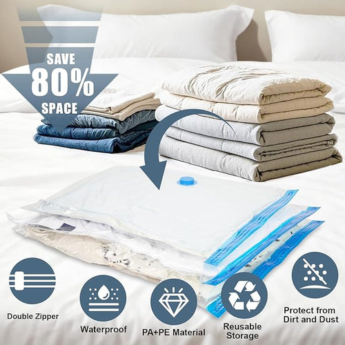 15 Jumbo Vacuum Storage Bags with Electric Pump, Vacuum Seal Bags for Clothing Space Saver Compression Storage Bag Large for Clothing Travel Comforters Blankets Pillows Bedding Duvets Clothes