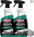 Weiman Disinfectant Granite Daily Clean & Shine (2 Pack with Polishing Cloth) Safely Clean Disinfect and Shine Granite Marble Soapstone Quartz Quartzite Slate Limestone Corian Laminate Tile Countertop