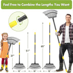 INFLATION Heavy Duty Garden Rake for Leaves for Lawns 65” Length 18” Width Adjustable 25 Tines Sturdy Metal Yard Gardening Leaf Rakes for Women Men with Smooth Comfortable Long Handle