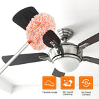 Ceiling Fan Cleaner Duster Reusable Microfiber Ceiling Fan Blade Cleaner Removable Duster with Extension Pole Adjusts 13 to 49.7 Inch for Cleaning Walls Furniture Door Window Top (Orange White)