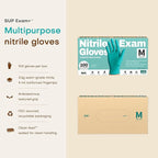 SUP Powder-Free Nitrile Gloves, 100 Count Food Safe Latex-Free Disposable Gloves for Medical Cooking Cleaning Food Prep, Teal