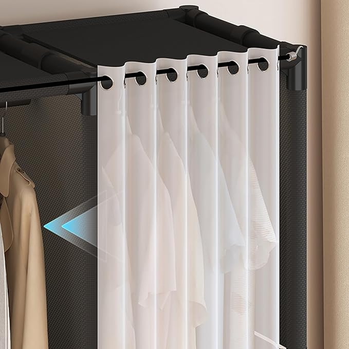 Portable Closet,Portable Closets for Hanging Clothes,Japanese Style Wardrobe Clothing Rack with 3 Drawers,1 Hanging Rods and 2 Storage Shelves,43.3" L x 17.7" W x 65.1" H,White