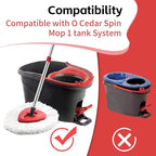Spin Mop Head, Base, Handle Replacement for O-Ceda EasyWring Microfiber Spin Mops, 2 Microfiber Mop Refills, 1 Triangle Head Cover and 30-58in Handle Set Combo (White(1 Tank System))