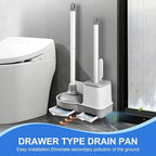 Toilet Brush and Plunger, 3 in 1 Toilet Bowl Brush and Holder with Crevice Cleaning Brush Wall Mounted Household Bathroom Cleaning Tools Combo Set(White-Gray)