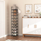 LANTEFUL Tall Narrow Shoe Rack for Entryway, 10-Tier Sturdy Metal Shoe Shelf Storage 10-15 Pairs of Shoes and Boots, Space Saving Corner Shoe Rack Organizer for Closet,Doorway,Garage,Living Room
