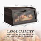 LOHASOK Bread Box for Kitchen Countertop Large Farmhouse Bread Container Bread Storage with Window Wooden Bread Holder