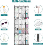 VOPTON 28Large Pockets Over The Door Shoe Organizer, Hanging Shoe Organizer for Closet, Premium Clear Shoe Rack for Door, Shoes Hanger Organizers Storage Holder for Back of Door and 4Metal Hook White