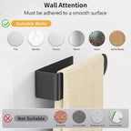 Adhesive Towel Holder, Self Adhesive Hand Towel Racks for Bathroom Wall Mounted, 8 Inch Square Hand Towel Bar Stick on Wall for Kitchen Cabinet RV, Black