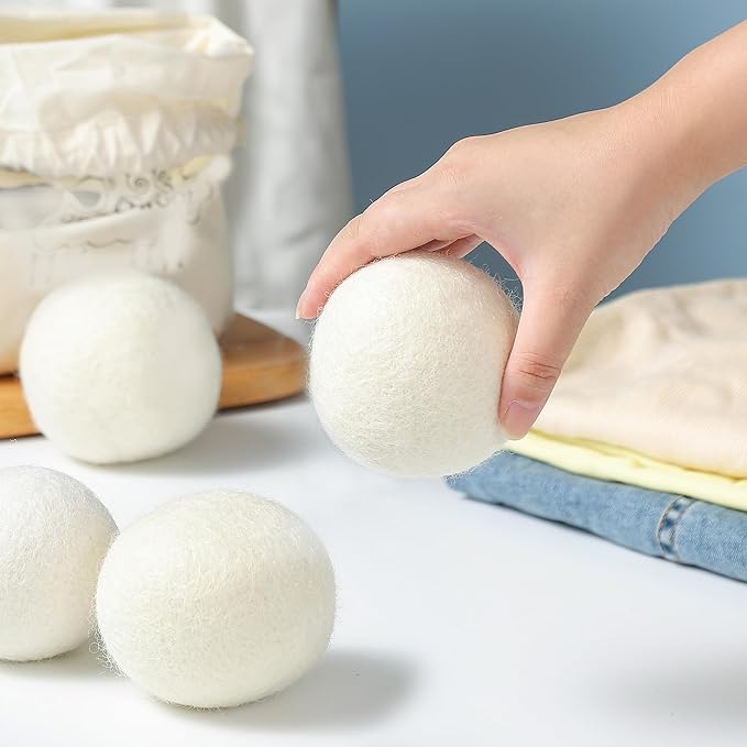 Wool Dryer Balls XL 6-Pack, Dryer Balls Laundry Reusable Reduce Clothing Wrinkles, Drying Clothes Faster
