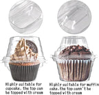 NPLUX 50 Pack Individual Cupcake Containers Plastic Cupcake Boxes Cupcake Holders Stackable Deep Dome Cupcake Carrier