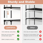 LANTEFUL 3 Tier Shoe Rack for Closet, Shoe Organizer with 5 Hooks, Long Shoe Shelf Storage for Sneaker and Boot Stackable Free Standing Shoe Rack for Entryway, Garage, Small Spaces, Dorm