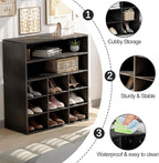 Garden 4 you Shoe Rack Organizer, 5-Tier Wood Cubby Shoe Rack with 2 Storage Shelf and 9 Cubbies, Shoe Organizer Cabinet for Entryway, Hallway, Closet and Garage,Black