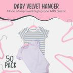 TechZoo 50 Premium Baby Velvet Hangers - 11.8 Inches Non-Slip & Ultra-Slim Baby Hangers for Space-Saving & Children Clothes - 360 Swivel Hook, Strong & Durable Infant & Toddler Clothes Hanger - Pink