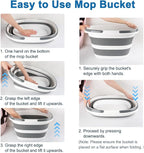 28L Large Collapsible Mop Bucket with Handle for Cleaning, Silicone Portable Pet Bathtub for Puppy Small Dogs Cats, Foldable Laundry Basket Hamper Clothes Storage Bin Space Saving Design for RV Home