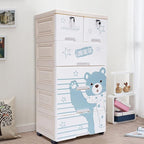 6 Drawer Plastic Storage Tower Cabinet, 5 Layers Polar Bear Closet with 5 Wheels, Closet Drawers Tall Dresser Organizer for Clothes Playroom Bedroom Furniture, Multi-Color