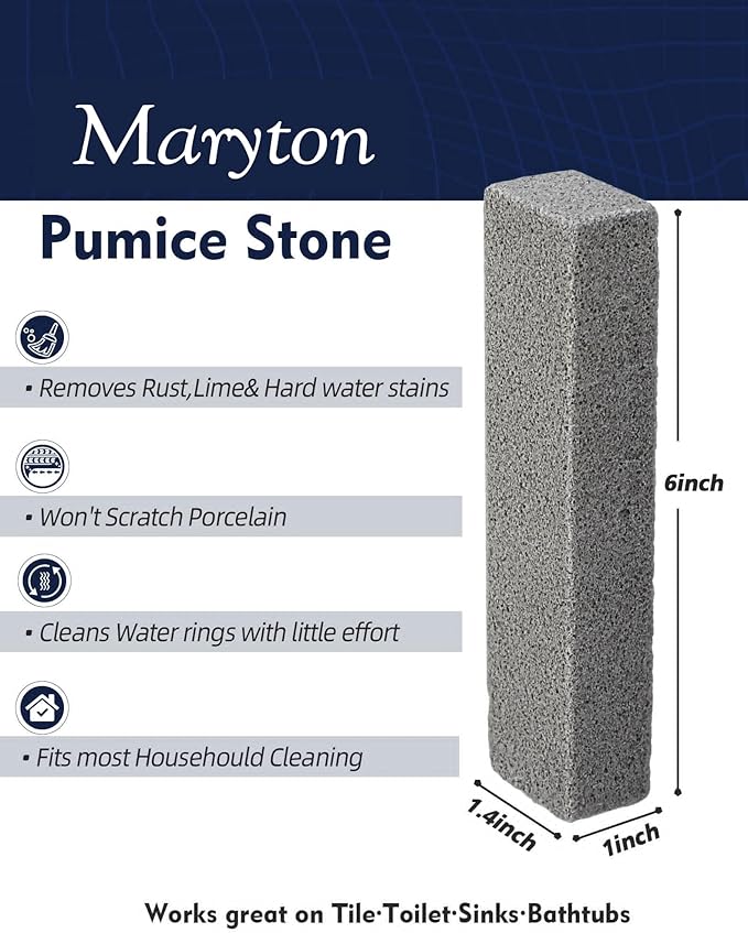Maryton Pumice Stone for Toilet Cleaning, Non Scratch Pumice Stone for Cleaning Hard Water Stain on Toilet Bowl, Tile, Kitchen, Pack of 16