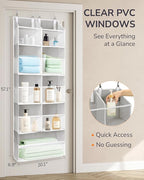 ULG Over the Door Organizer, 5-Tier Extra Large Hanging Storage with 10 Mesh Pockets, 100 lbs Capacity, Heavy Duty Door Organizer for Closet, Bedroom, Nursery Light Grey