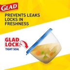 Glad GladWare Big Bowl Food Storage Containers with Lids, Large Round No BPA Plastic Containers for Soups, Salads, and Meal Prep, Lock Tight Seal, Microwave Dishwasher Safe, 48 Oz, 3 Count - 6 Pack