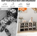 Garden 4 you Shoe Storage Bench, Cubby Shoe Rack with 12 Cubbies, 3-Tier Wood Shoe Rack Organizer, Shoe Organizer Cabinet for Entryway, Hallway, Closet and Garage, Grey