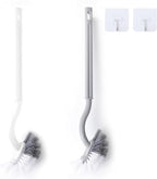 2Pcs Curved Toilet Bowl Brush Without Holder for Bathroom Deep Cleaning, Toilet Brush Durable Under The Rim Household Cleaning Brushes (Gray+White)