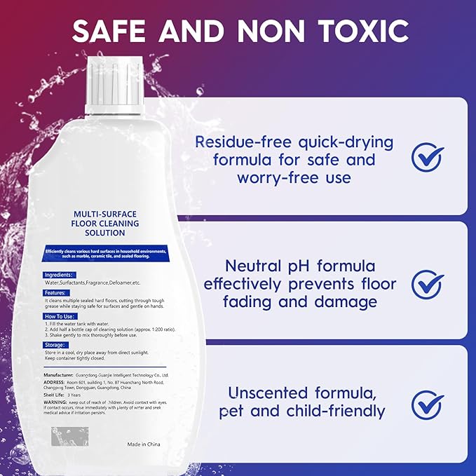 Floor Cleaner Solution Compatible With Roborock & Tineco iFLOOR 2/3/5 & FLOOR ONE S3/S5/S6/S7 PRO, for All Wet Dry Vacuum and Robot Vacuums with Mopping, for Multiple Hard Floors