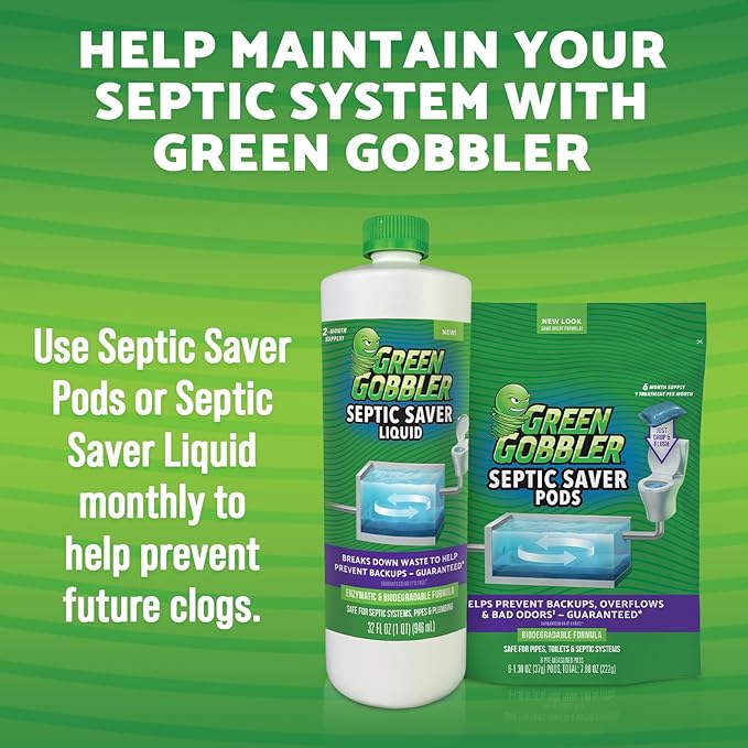 Green Gobbler EMERGENCY Septic Sludge Remover - Septic Tank Clog Remover Treatment for Clogs, Back-Ups & Foul Odors, and Overflow Prevention - 1 Gallon