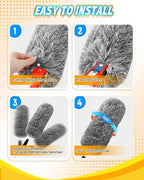 KEEPOW 4 Pack Upgraded Microfiber Duster Refills Compatible with OXO Extendable Duster, Reusable Washable Head Replacements for Cleaning, Compatible with OXO Microfiber Duster (Handle Not Included)