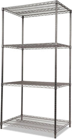 Alera Wire Shelving Starter Kit, Four-Shelf, 36w x 24d x 72h, Black Anthracite