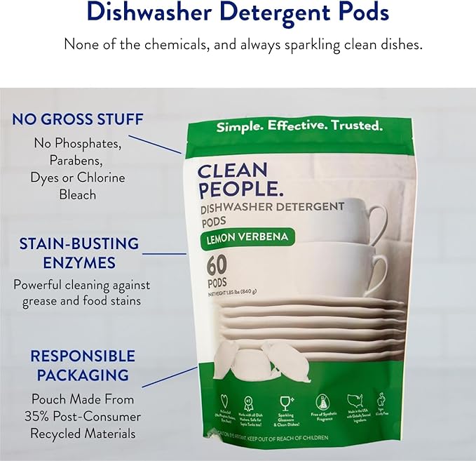 The Clean People Dishwasher Detergent Pods | Cuts Grease and Rinses Sparkling Clean | Residue-Free | Lavender, 120 Pack