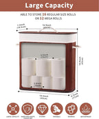 Bamboo Toilet Paper Storage with Lid & Handel, 8 Gallons (30L), Sturdy Toilet Paper Basket, Organizer for Bathroom, Kitchen, Holder with Storage, Brown