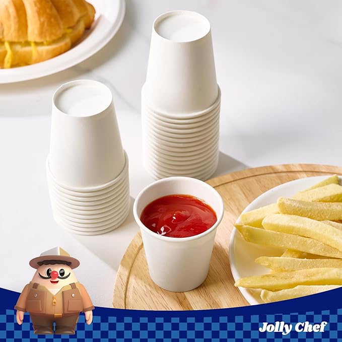 JOLLY CHEF 400 Count 3 oz Paper Cups, Disposable Mini Bathroom Mouthwash Cups for Home, Office, School, Store