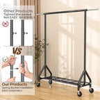 HYSEYY Heavy Duty Clothes Rack Load 450 LBS, Metal Garment Rack, Standing Rolling Clothing Rack for Hanging Clothes with Sturdy Wheels & Shelves, Portable Closet Wardrobe Rack,Black